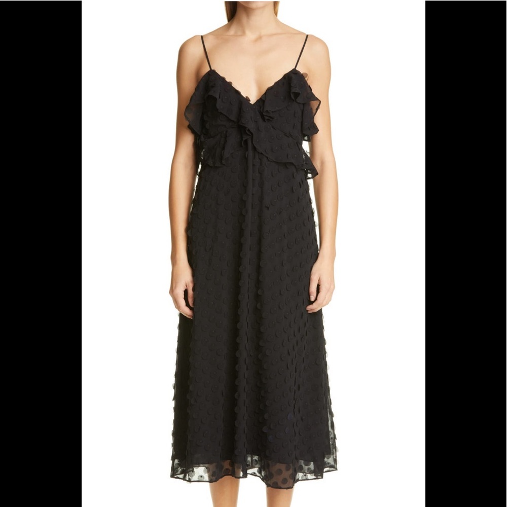 Zimmermann Dot Black Ruffle Bodice Slip Size 0